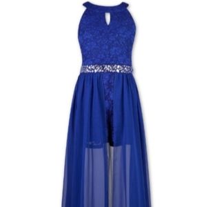 GIRLS SIZE 14 ROYAL BLUE SPEECHLESS ROMPER WALK-THROUGH DRESS